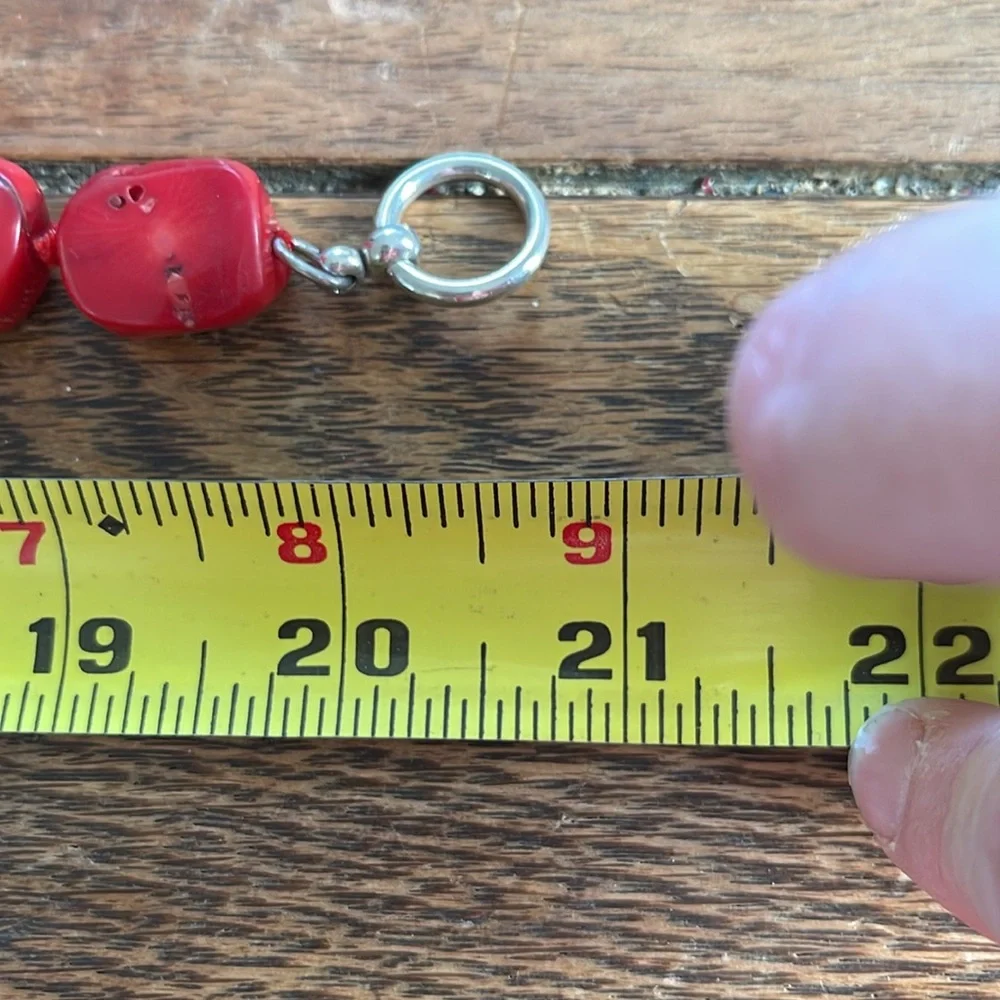 Large Chunky Coral necklace beaded with redone prochain sterling closure - Picture 7 of 10
